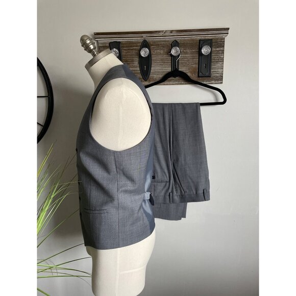 Express Men's Gray Wool Blend Vest & Pant Suit Set Size 32X32 - Picture 11 of 11
